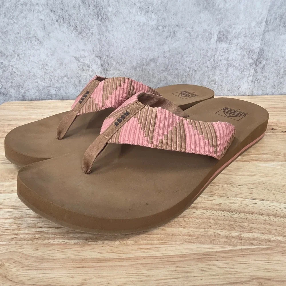 Reef Spring Woven Sandals Women 11 FlipFlop Thong Pink Rose Comfort Arch Support